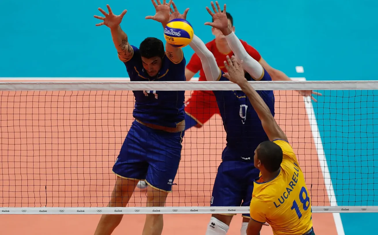 Chủ công Earvin N'Gapeth trong màu áo đội tuyển bóng chuyền nam Pháp
