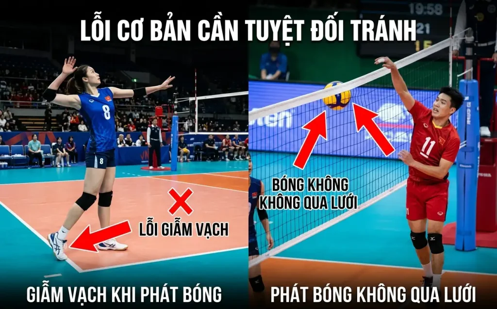 Những lỗi hay mắc phải trong cách phát bóng chuyền