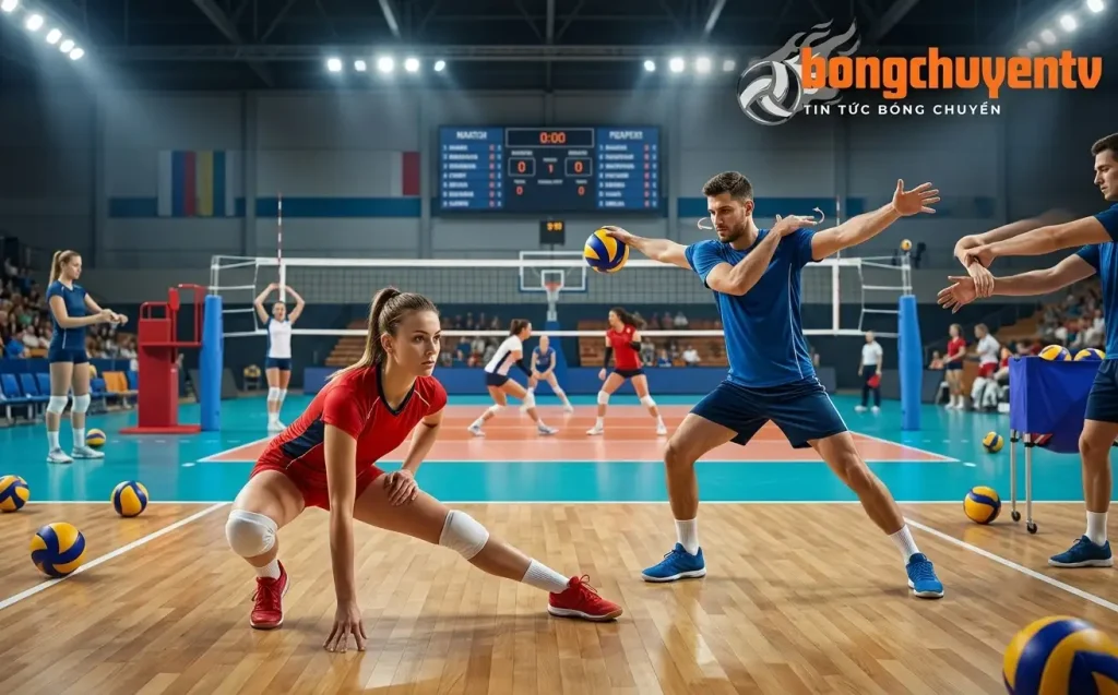 Khởi động trước khi chơi bóng chuyền để hạn chế chấn thương