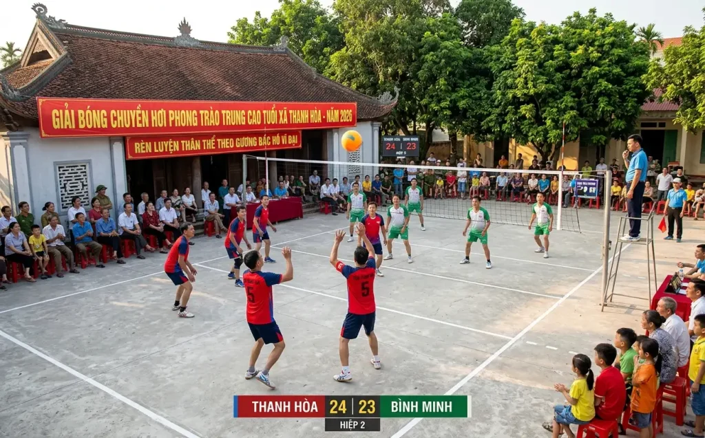 Trận thi đấu bóng chuyền hơi phong trào tuân thủ đúng luật bóng chuyền hơi quy định.
