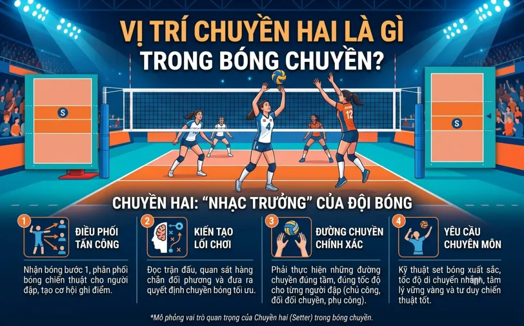 Vị trí chuyền hai là gì trong bóng chuyền - Nhạc trưởng điều phối đợt tấn công