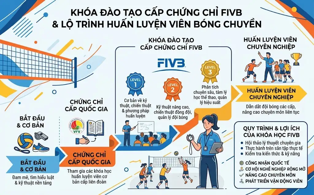 Khóa đào tạo cấp chứng chỉ FIVB trong lộ trình cách làm huấn luyện viên bóng chuyền!