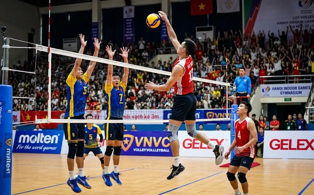 Cầu thủ đối chuyền di chuyển cắt mặt di chuyển chiến thuật đánh nhanh ở giữa lưới như một phụ công